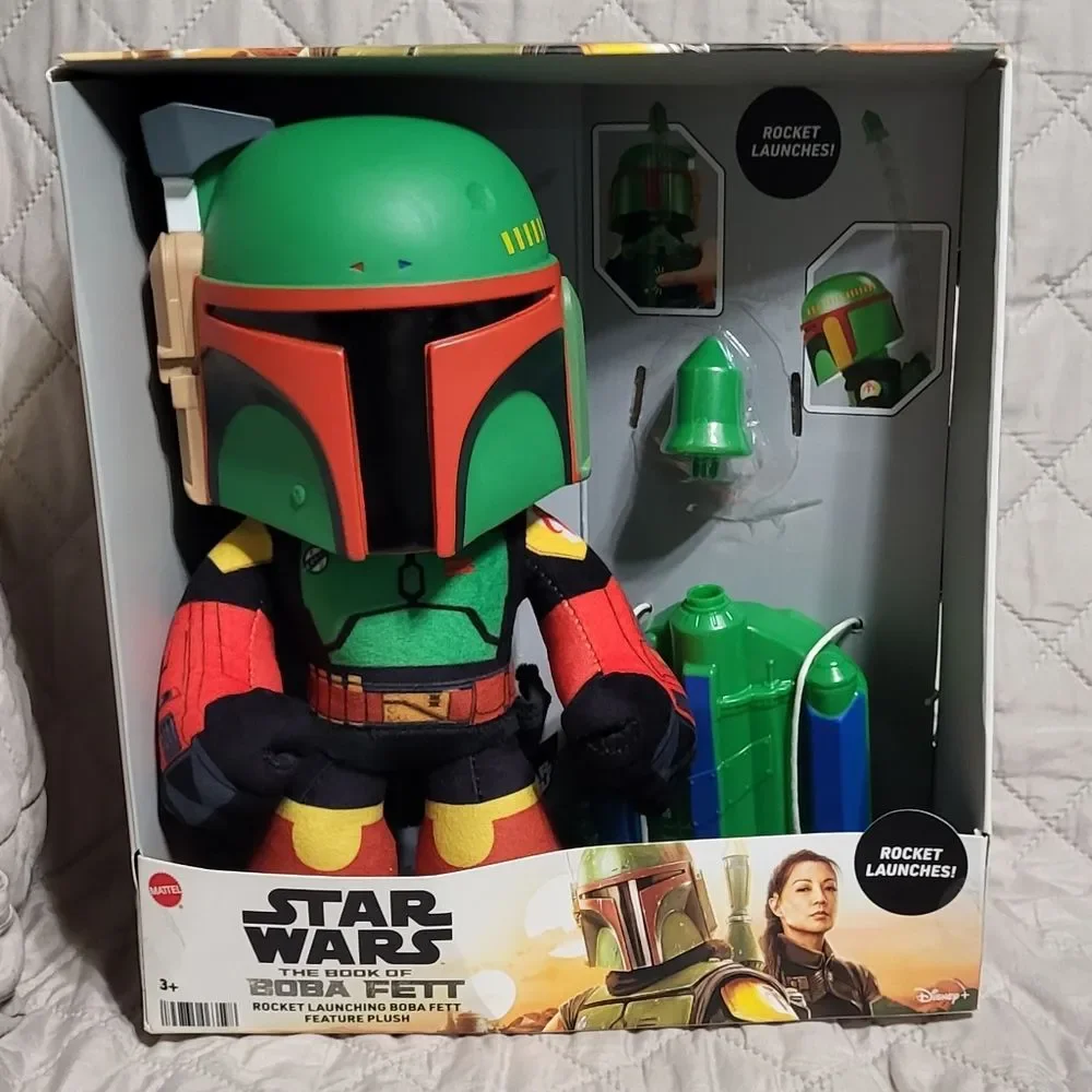 Star Wars NIP Boba Fett 12in Rocket Launching Soft Figure Plush Toy